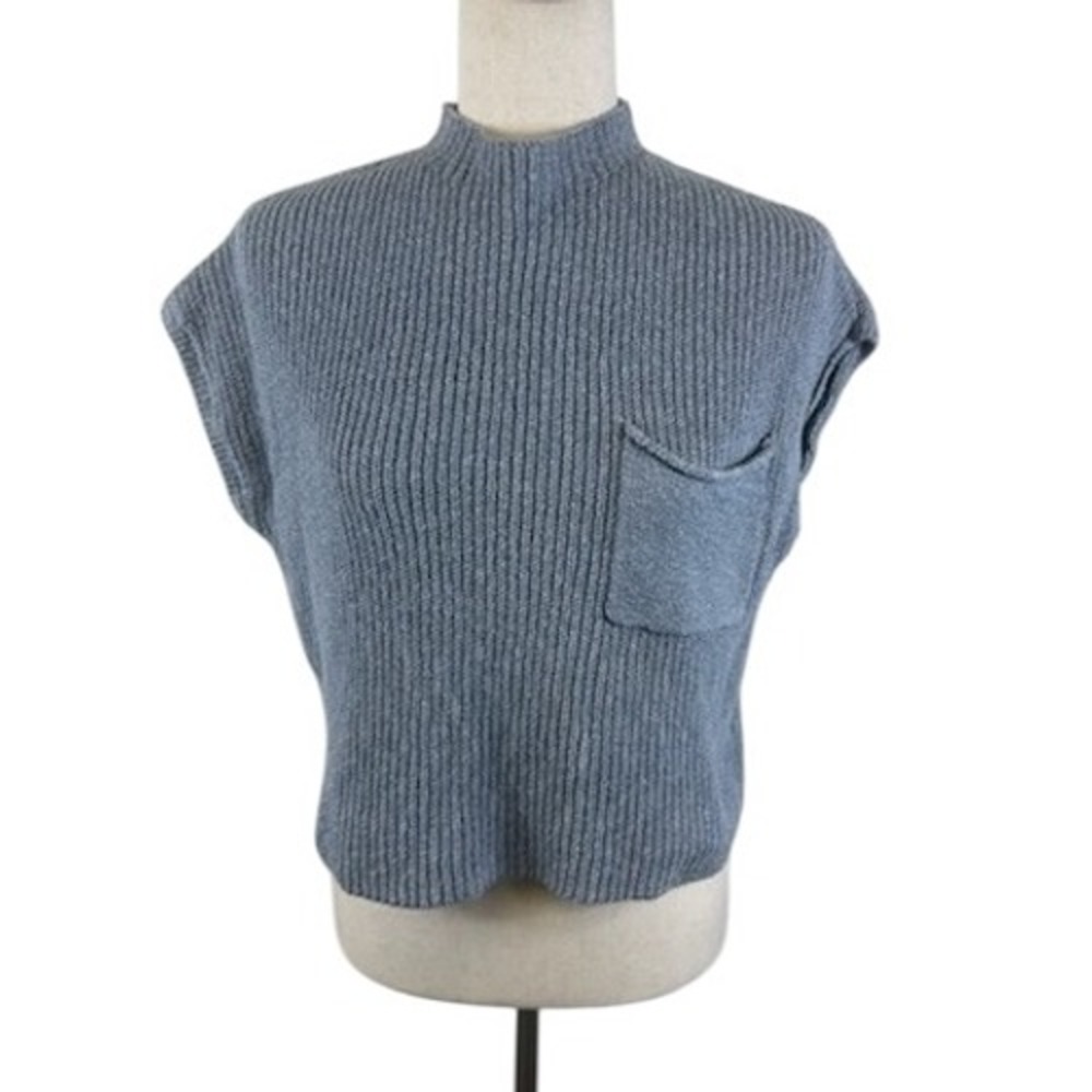 FP Beach Free People Sweater Tank Top Women's Size Small Ribbed Knit Mock Neck